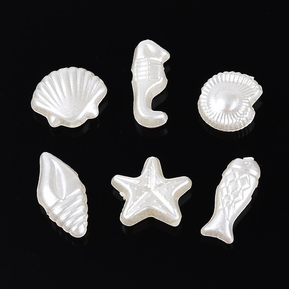 Acrylic Ocean Theme Plastic Pearl Bead Mix 10mm, 40pcs