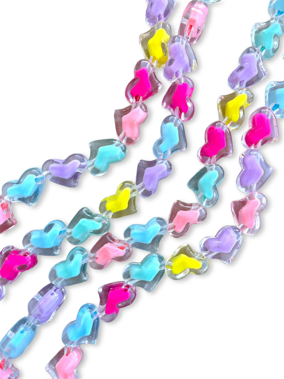 Funky Multicolor Acrylic Bead in a Bead Strand, 14-20mm