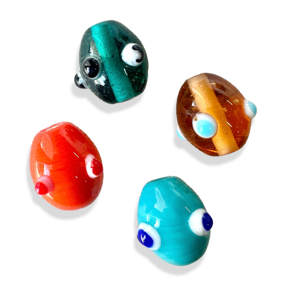 Multicolor Oval Lampwork Beads 18mm, 4pcs