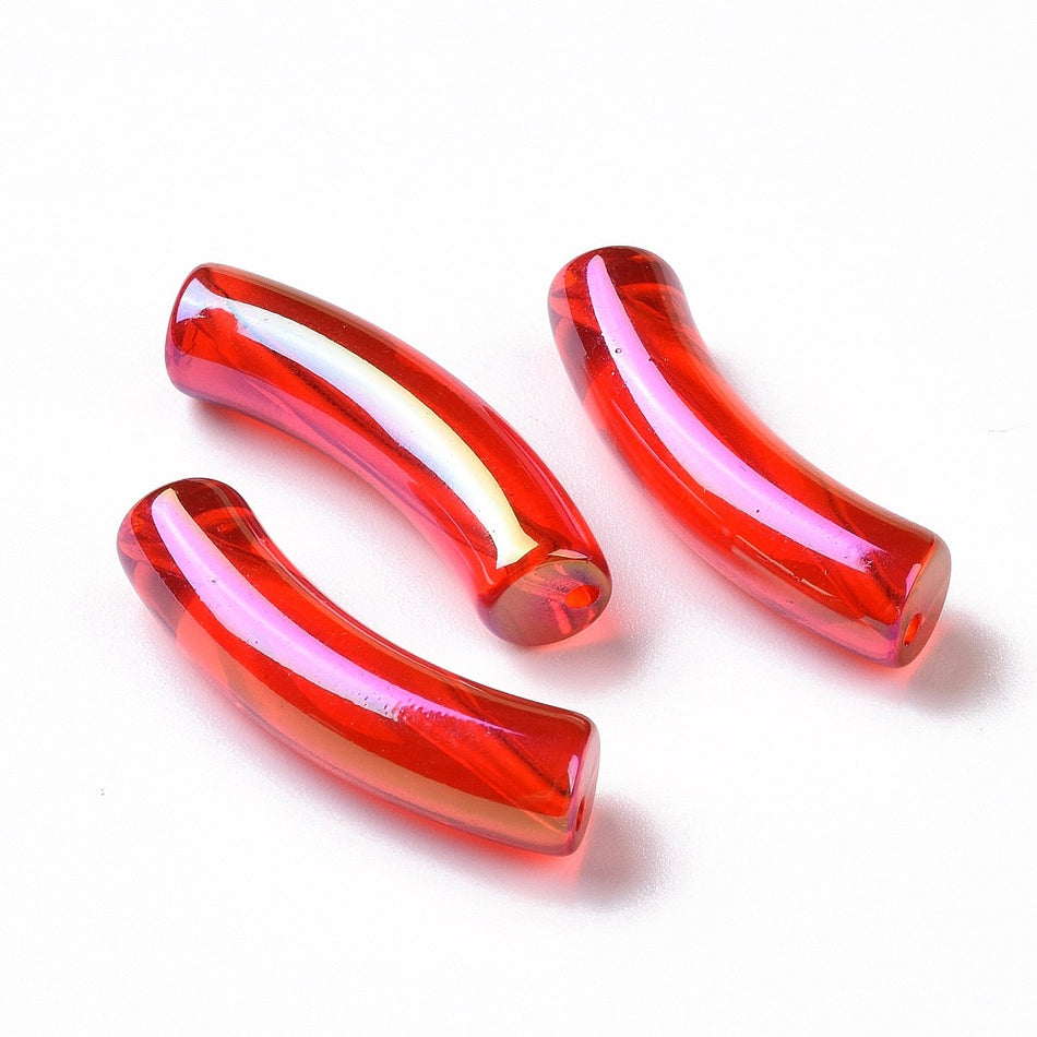 Acrylic Curved Tube Bead, 10pcs