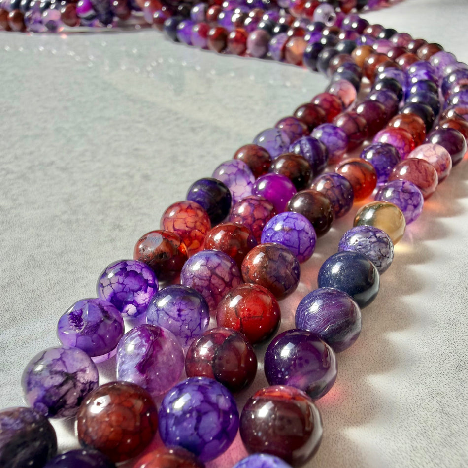 Cracked Purple Agate Bead 8mm Strand