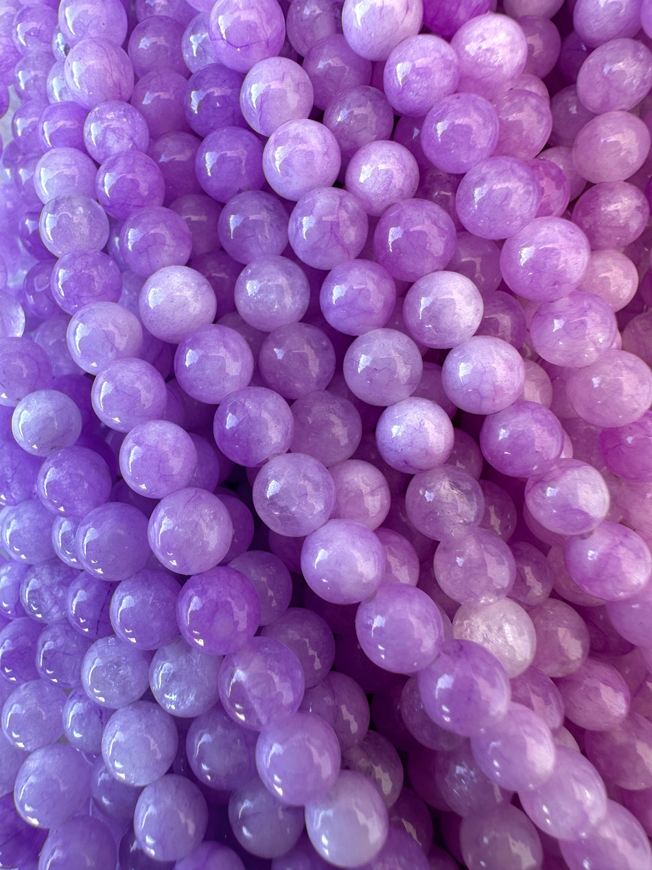 Round Light Purple Agate Bead Strand, 6mm