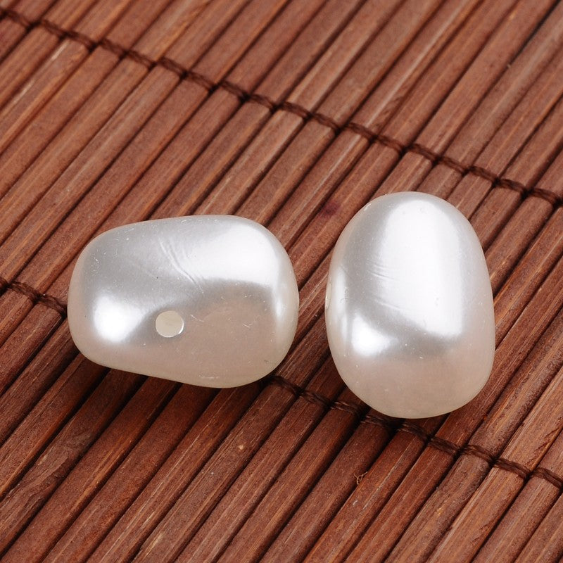 White Oval Pearlized Acrylic Beads 18x14mm, 10pcs