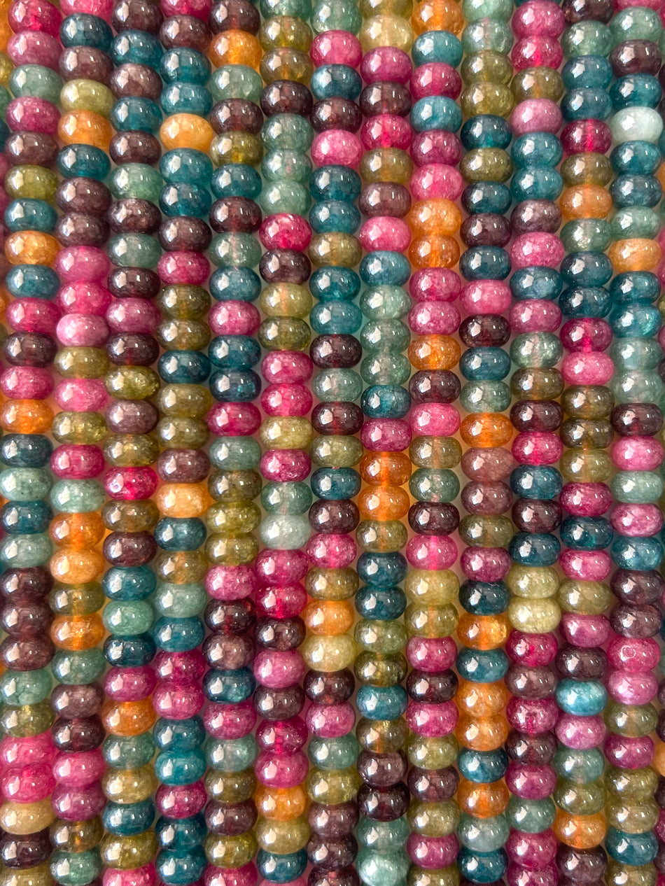 Multicolor Rondelle Agate Bead Strand, 8mm