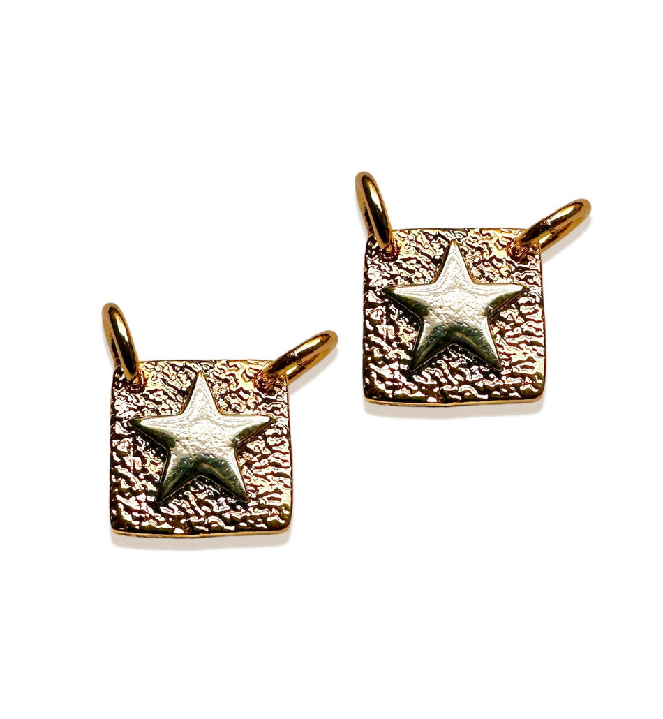 Double Jump Ring Square Star Pendant 8mm, 2pcs