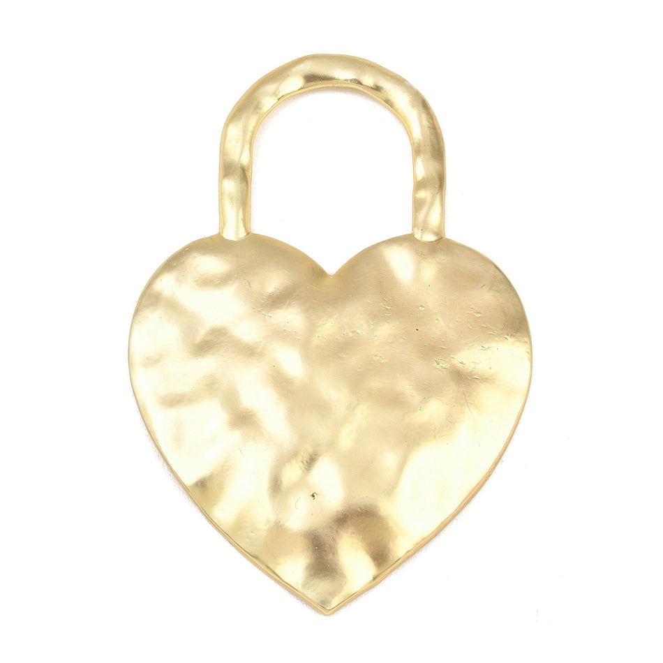Matte Gold Plated, Heart Pendant, 80mm