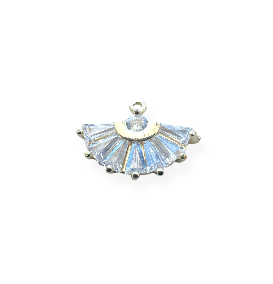 Gold-Filled Zirconia Fan Charm, 1pc