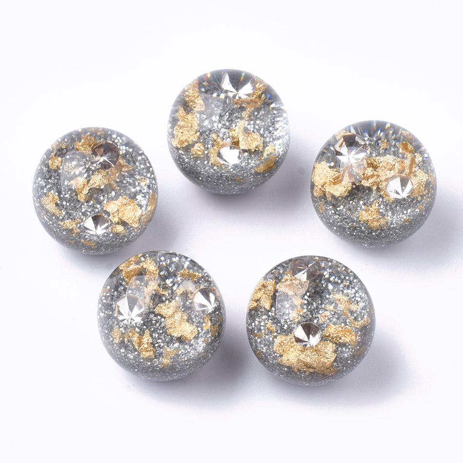 Silver Round Resin Acrylic Beads 25mm, 2pcs