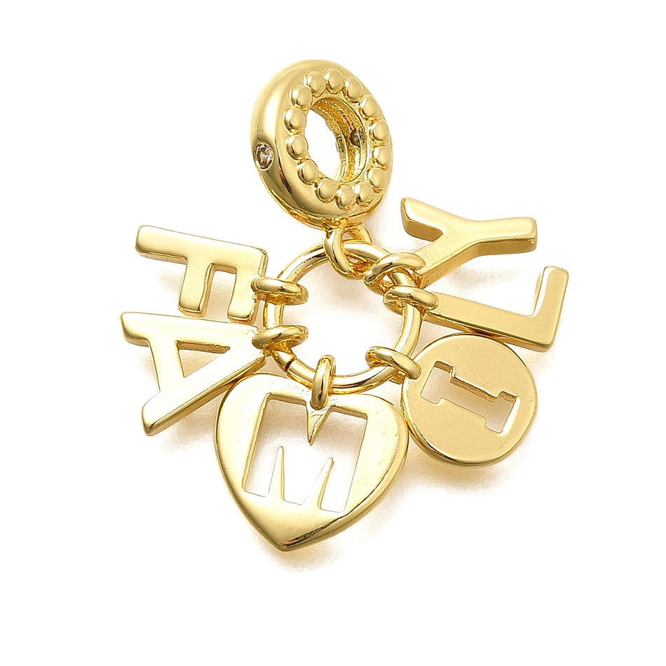 18k Gold-Plated Family Charms Pendant 24mm, 1pc