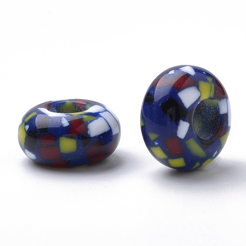 Large Hole Rondelle Resin Bead 14mm, 10pcs