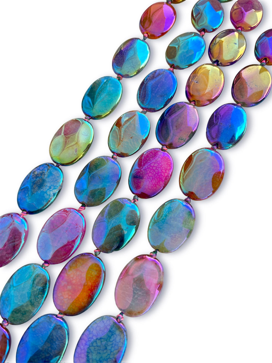 Multicolor Oval Titanium Bead Strand, 35mm