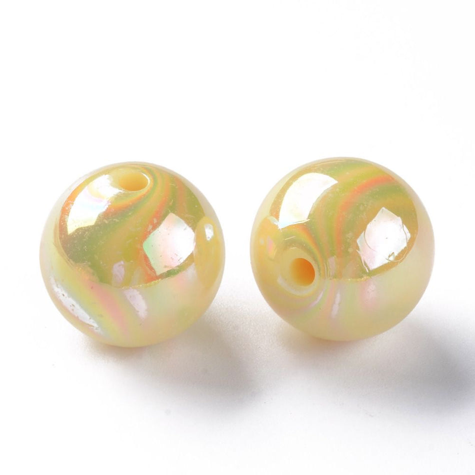 Iridescent Round Acrylic Beads 20mm, 10pcs