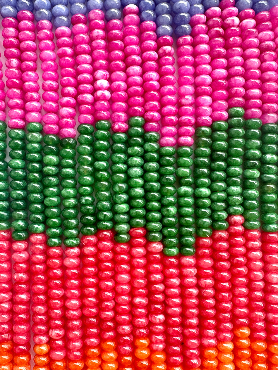 Multicolor Rondelle Jade Strand, 8mm