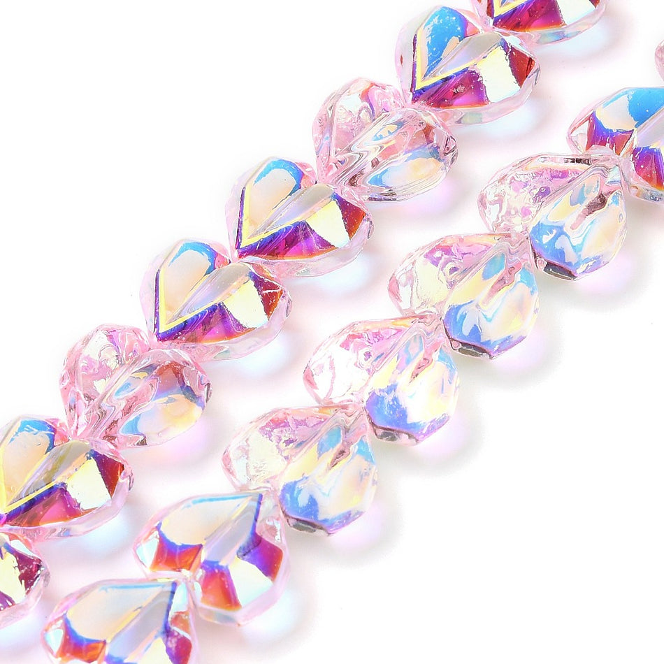 Faceted Heart Crystal Bead Strand, 15mm