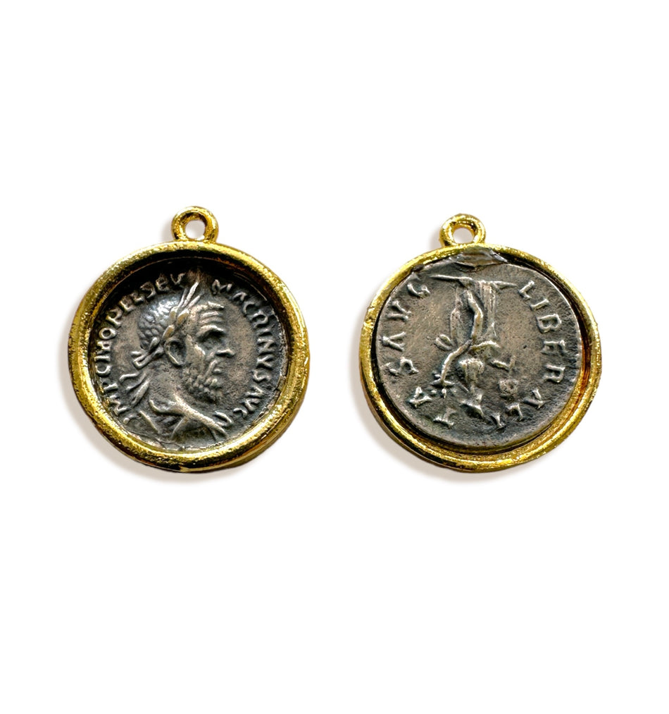 Two Tone Coin Pendant 18mm, 2pcs