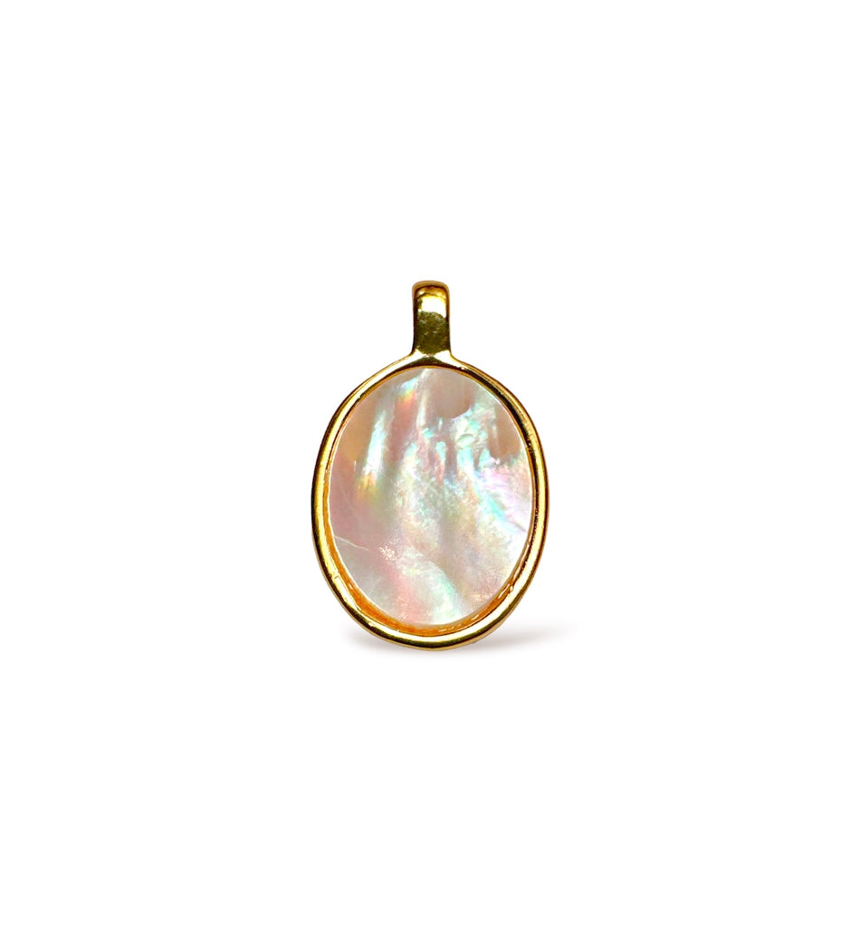 Mother of Pearl Oval Pendant 20mm, 1pc