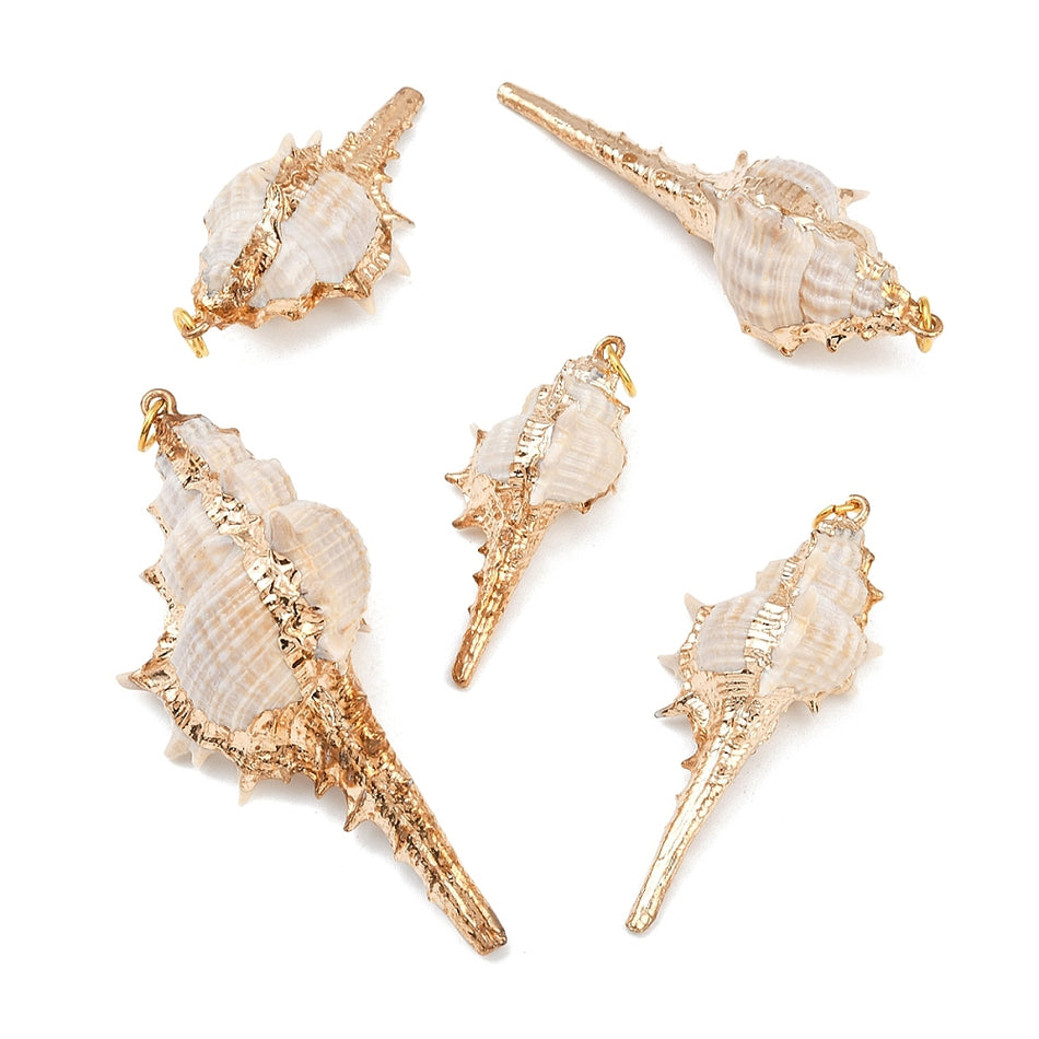Natural Electroplated Spiral Shell Pendant 62mm, 1pc