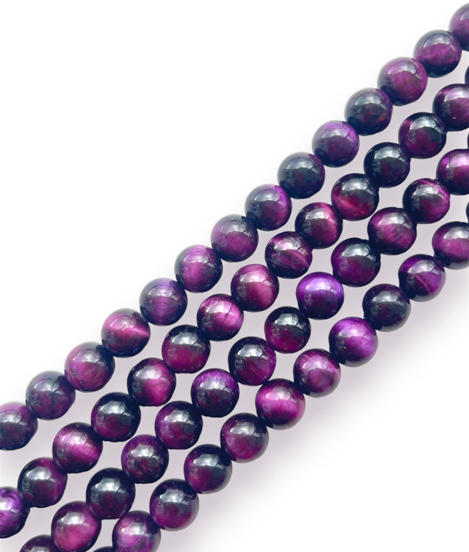 Purple Tiger Eye Round Strand, 8mm