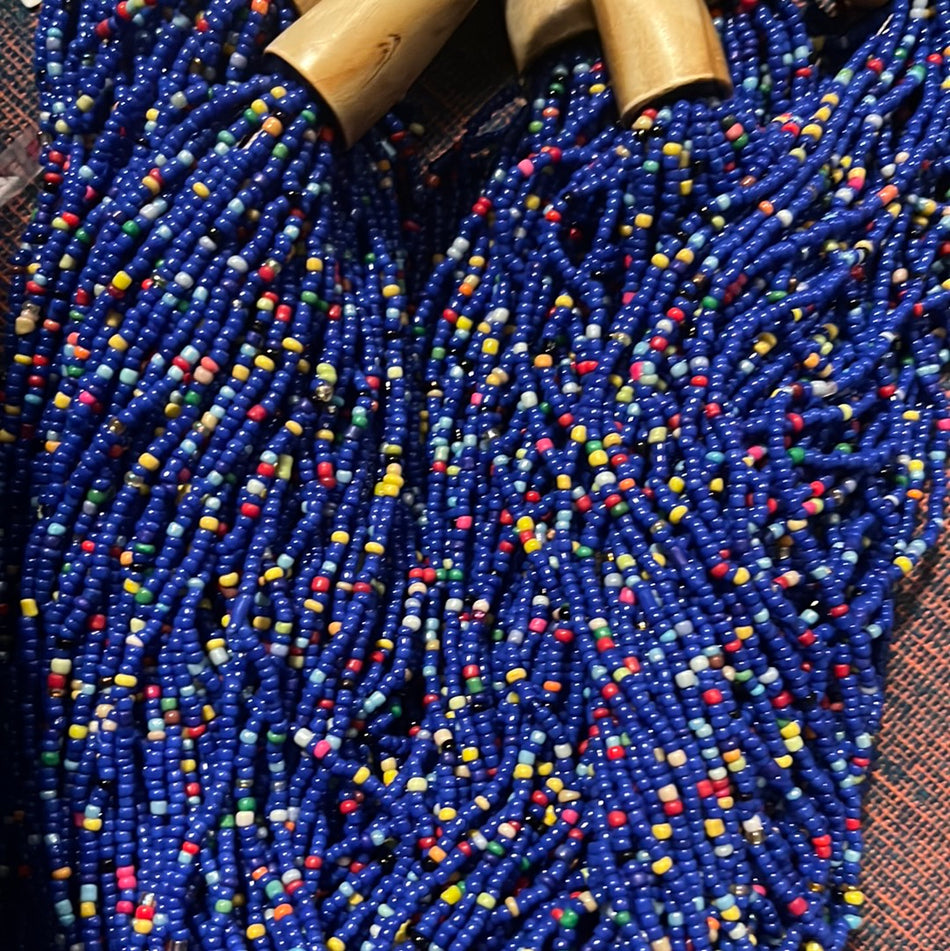 Short Blue & Multicolor Seed Necklace