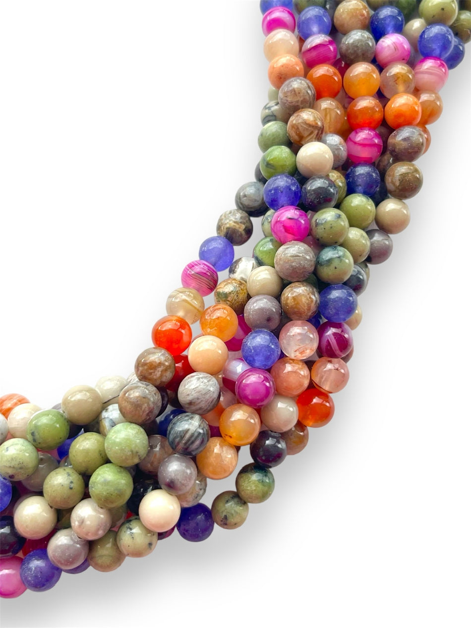 Multicolor Gemstone Round Strand, 8mm