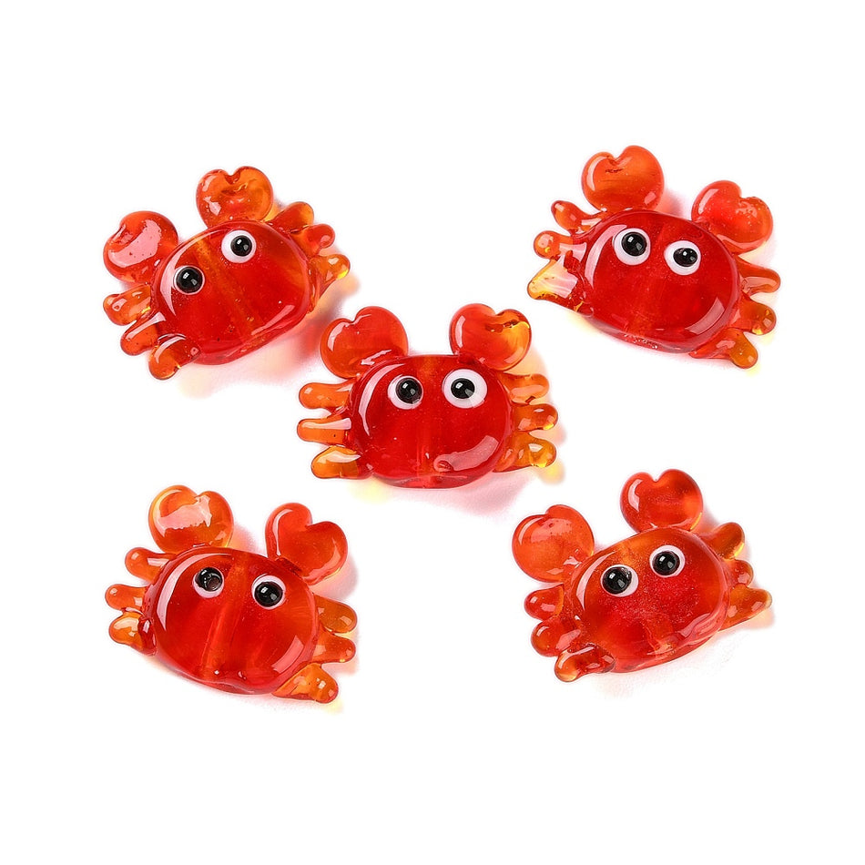 Red Lampwork Crab Bead 17mm, 2pcs