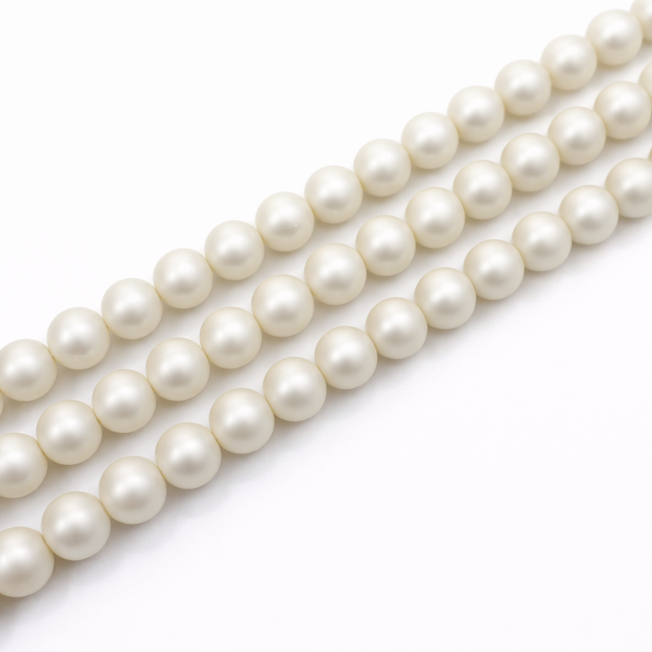 Round White Matted Shell Pearl Bead 8mm Strand