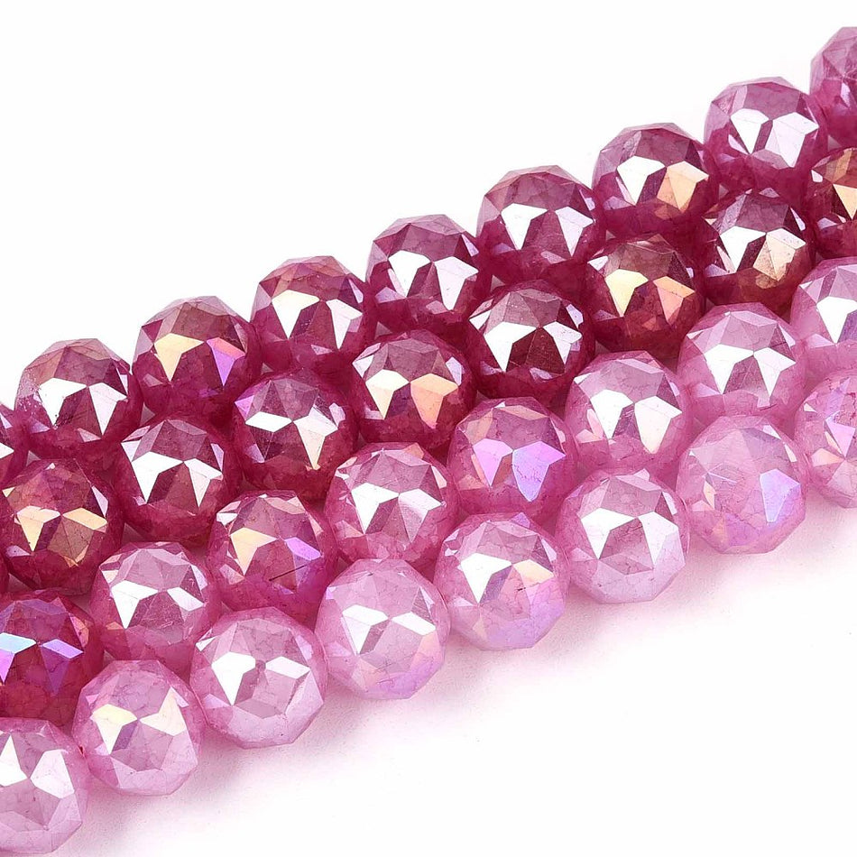 Round Faceted Electroplate Crystal Bead 10mm Strand