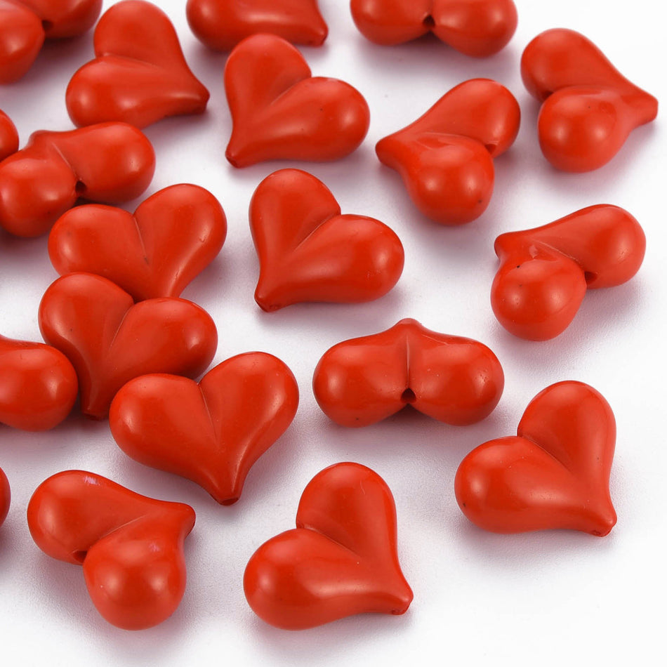 Red Heart Acrylic Beads 17mm, 25pcs