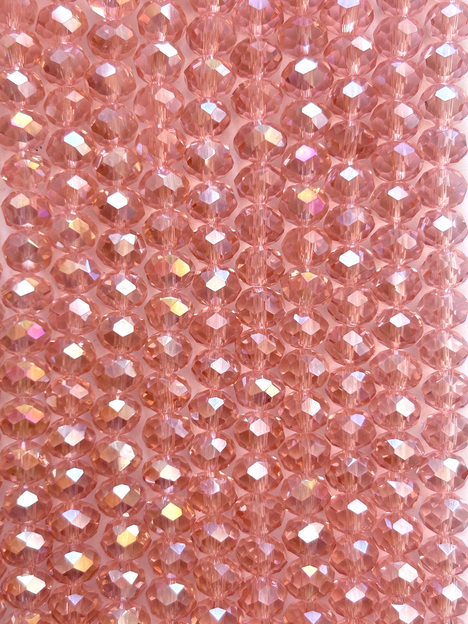 Translucent Faceted Crystal Rondelle Bead Strand, 8mm