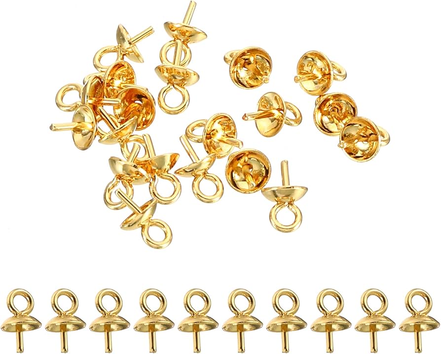 Gold Plated Peg Bails 5mm, 8pcs