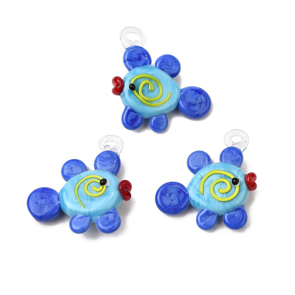 Fish Lampwork Pendant 34mm, 2pcs