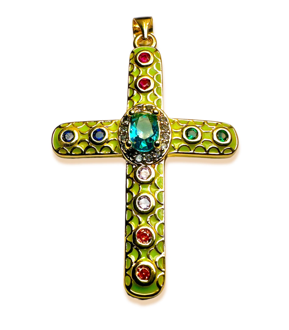 Color Variety Zirconia Cross Pendant 42mm, 1pc