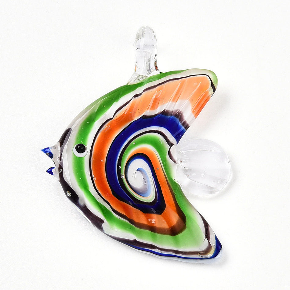 Multicolor Lampwork Fish Pendant 50mm, 1pc