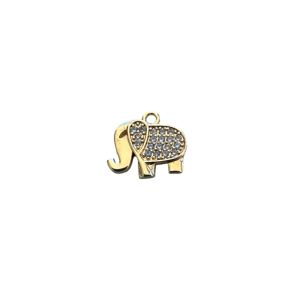 Gold-Filled Zirconia Elephant Charm, 1pc