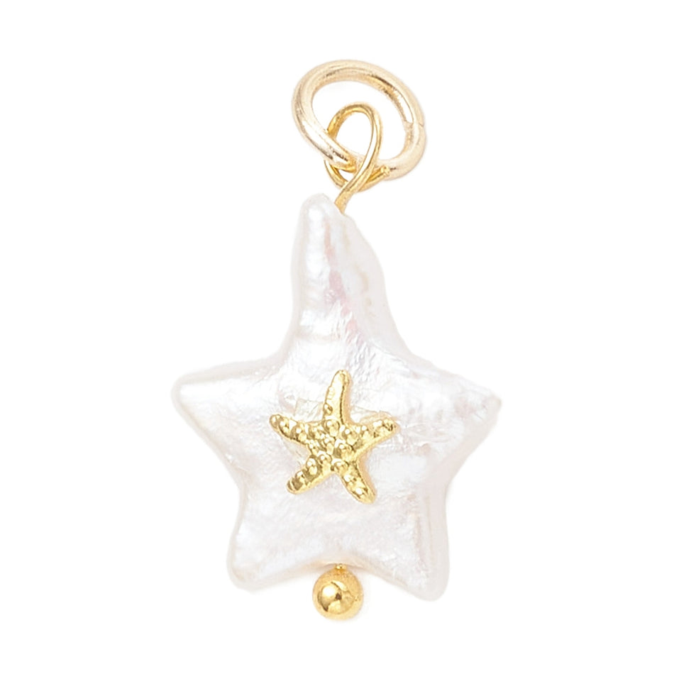 Natural Baroque Pearl Star Pendant 8mm, 1pc