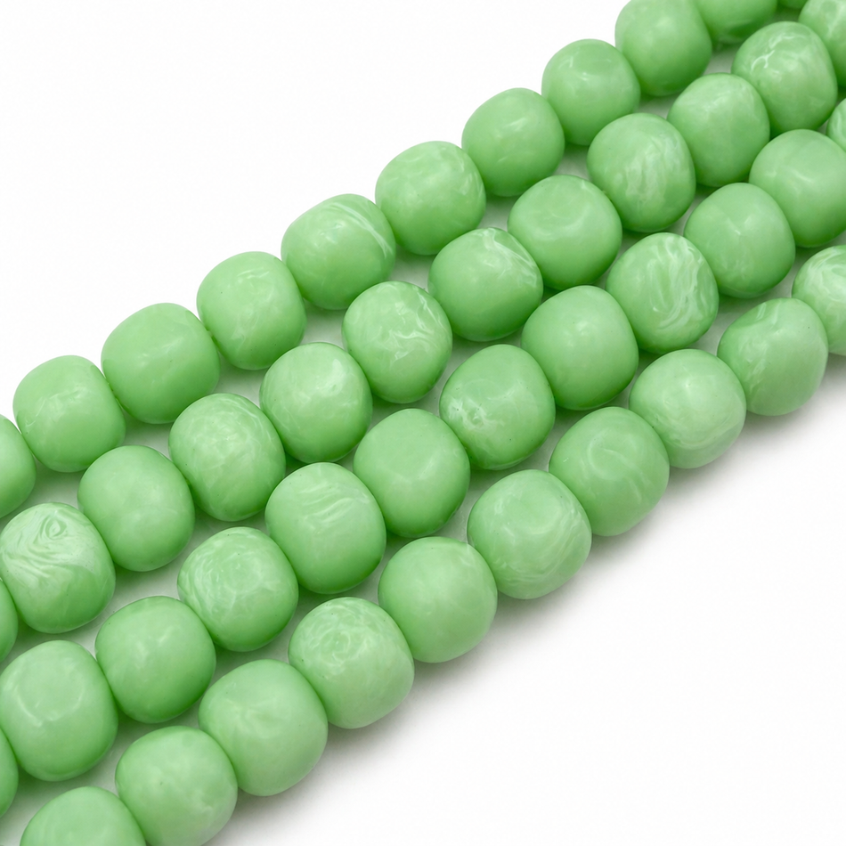 Round Resin Bead Translucent Clouded 16mm Strand