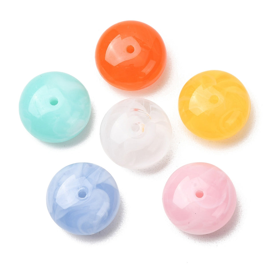 Flat-Round Acrylic Rondelle Bead Mix 18mm, 10pcs