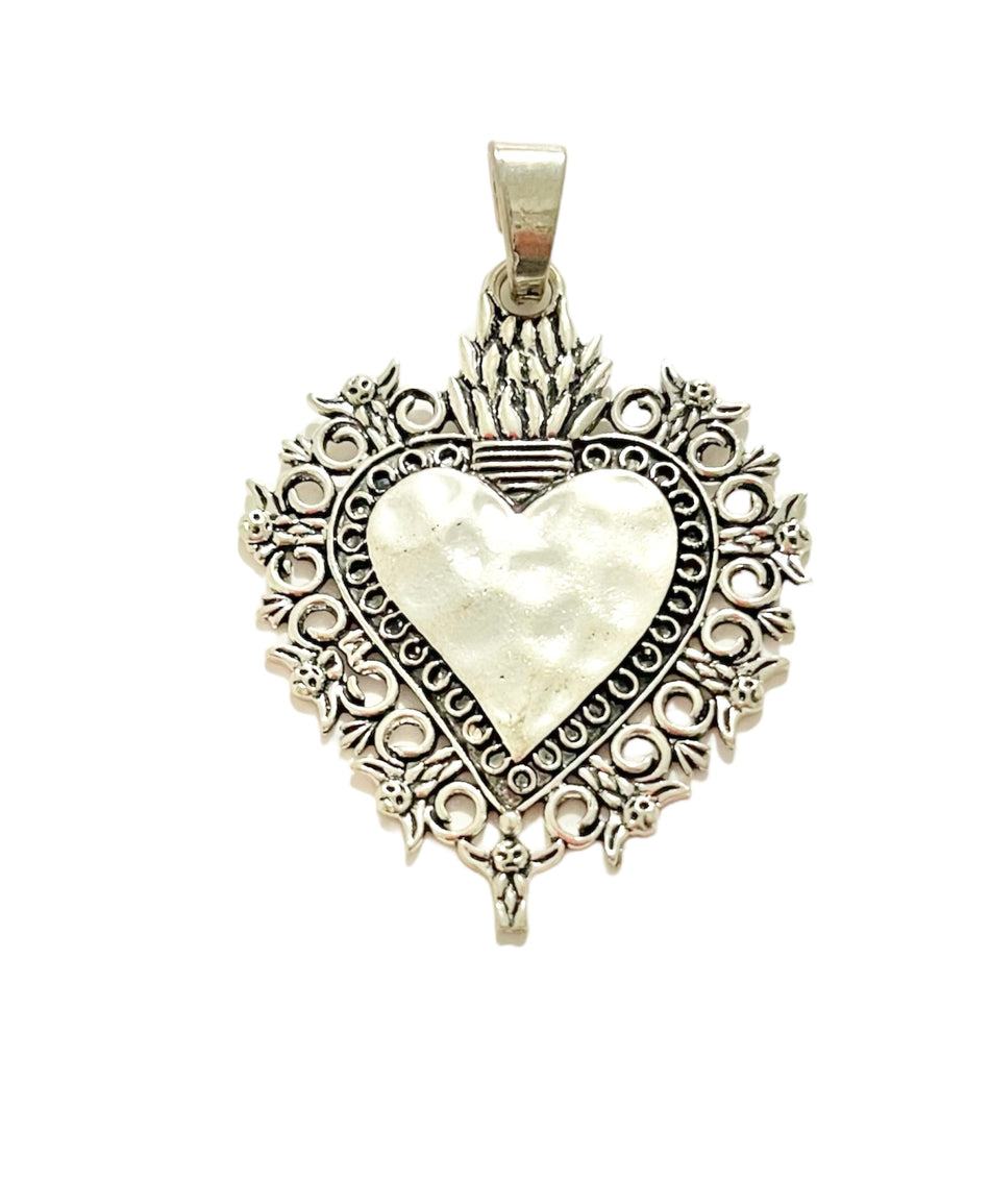 Tibetan Silver Sacred Heart Pendant