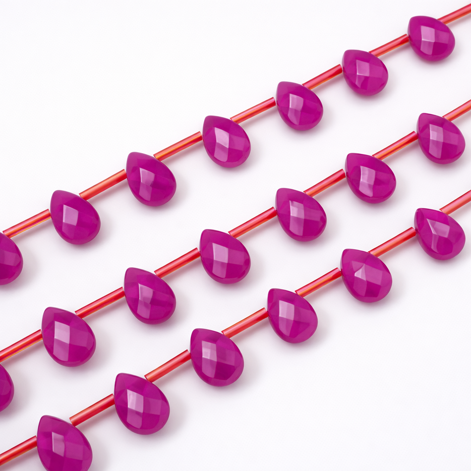 Faceted Jade Drop Bead 10mm Strand