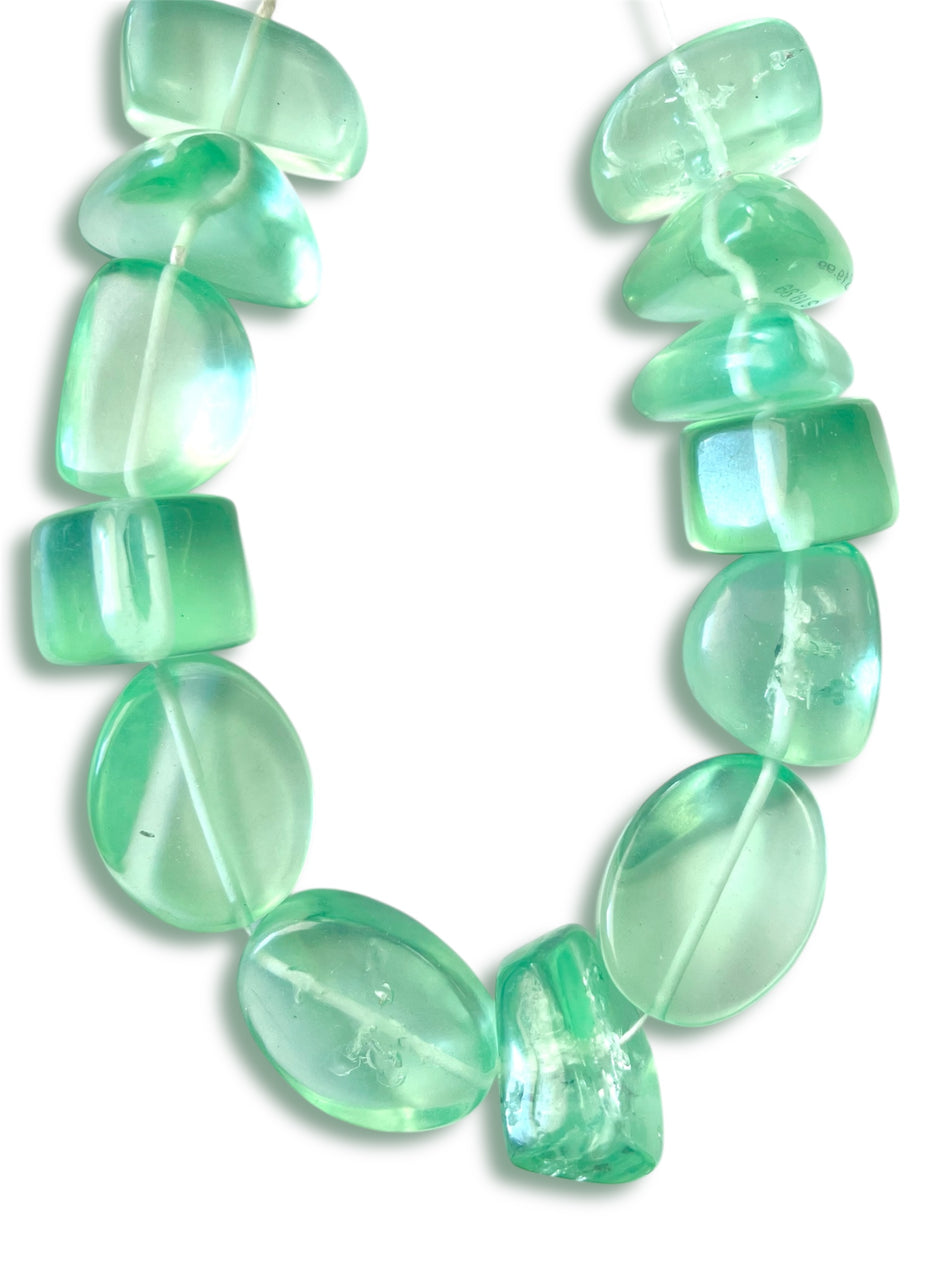 Translucent Mixed-Shape Resin Bead Strand, 24mm-45mm