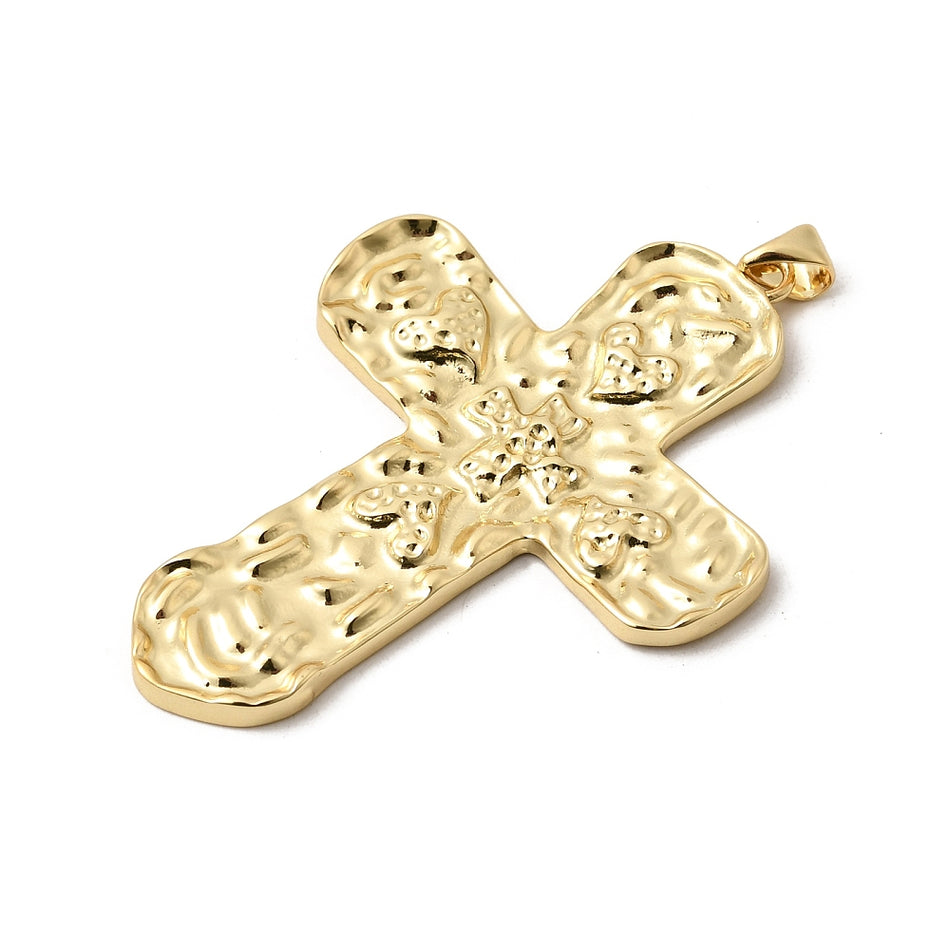 18k Gold-Plated Cross Pendant 50mm, 1pc