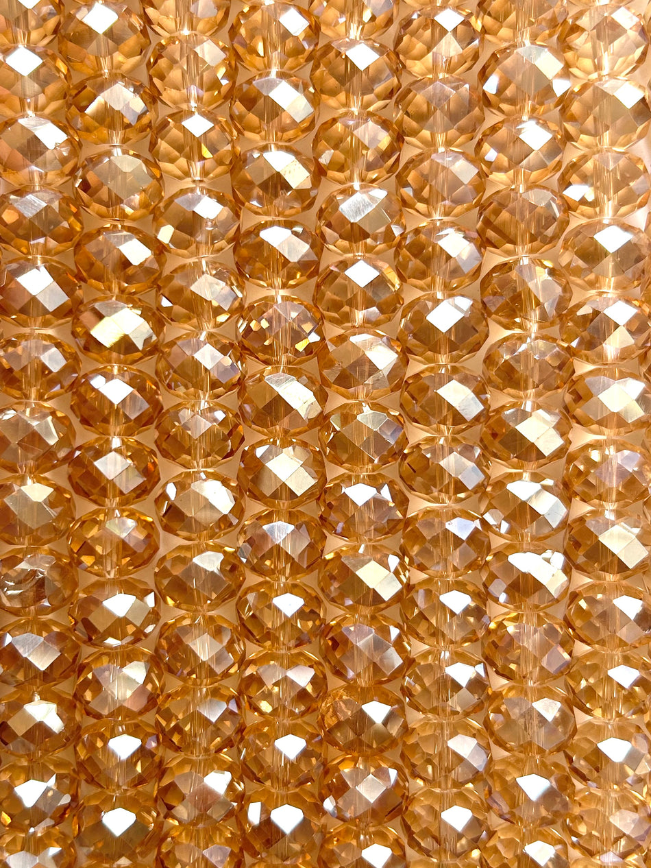 Faceted Rondelle Crystal Bead Strand, 16mm