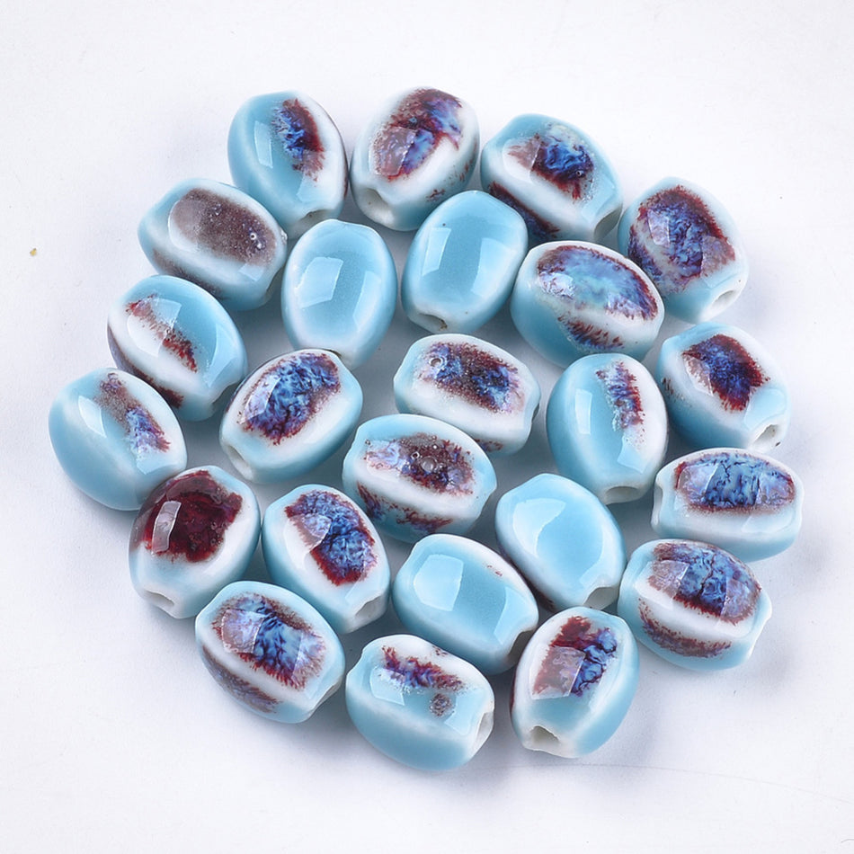 Oval Ceramic Beads 12mm, 10pcs