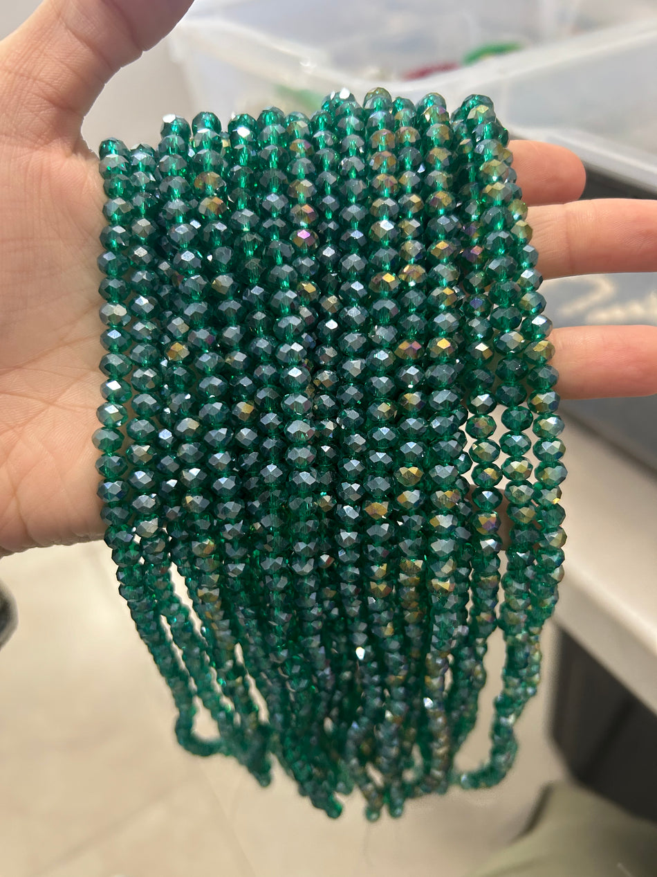 Translucent Faceted Crystal Rondelle Bead Strand, 6mm