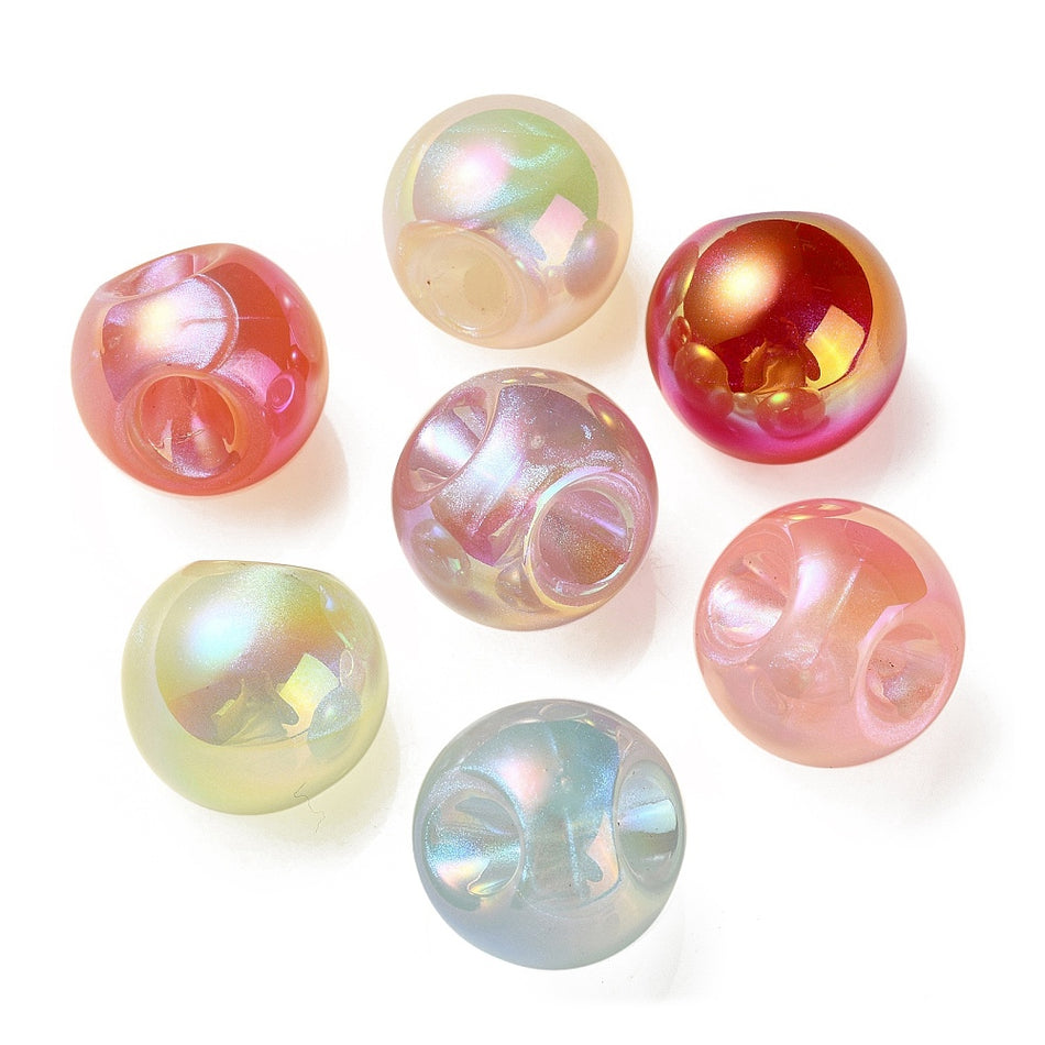 Bright Mixed Color Bubble Acrylic Beads 18mm, 10pcs