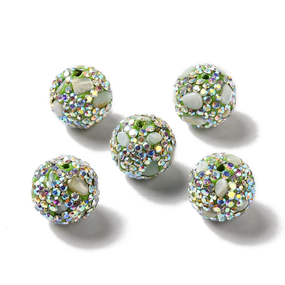 Green Rhinestone Beads, 16mm