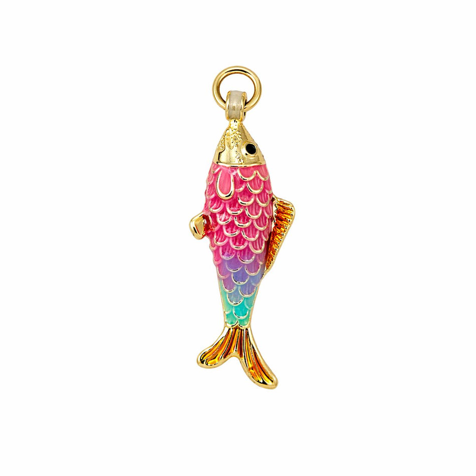 Gold-Plated Colored Fish Pendant, 1pc