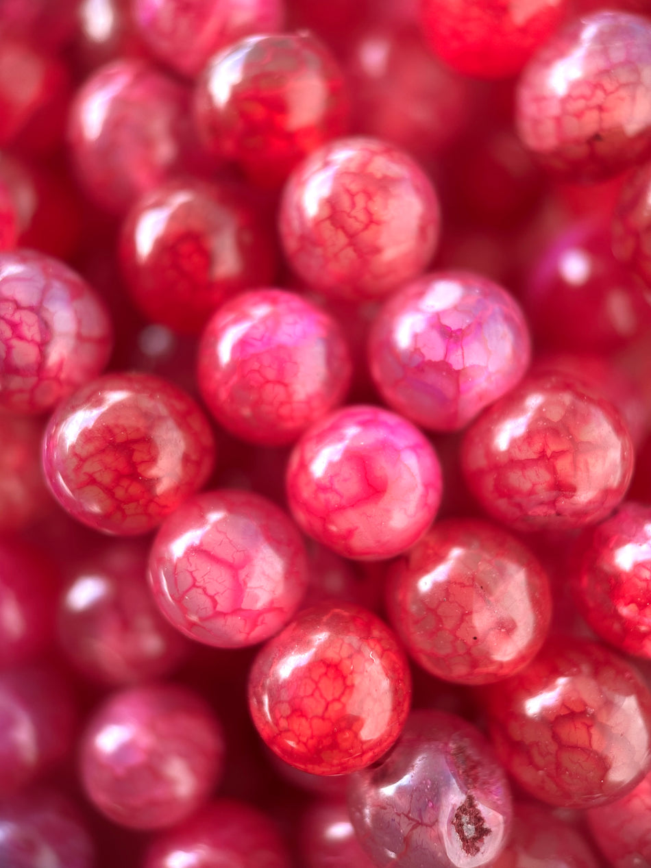 Round Fuchsia Agate Strand, 8mm