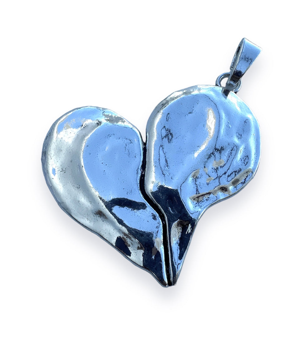Silver-Plated Heart Big Pendant, 1pc