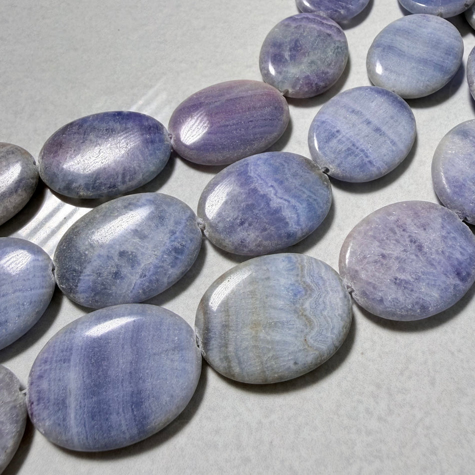 Oval Blue-Purple Howlite Flat Bead 40mm Strand